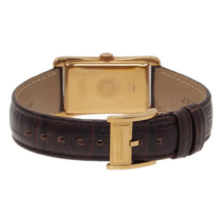 Pre Owned Burberry Grey Gold-Plated Stainless Steel BU3001 Women's Wristwatch 20MM