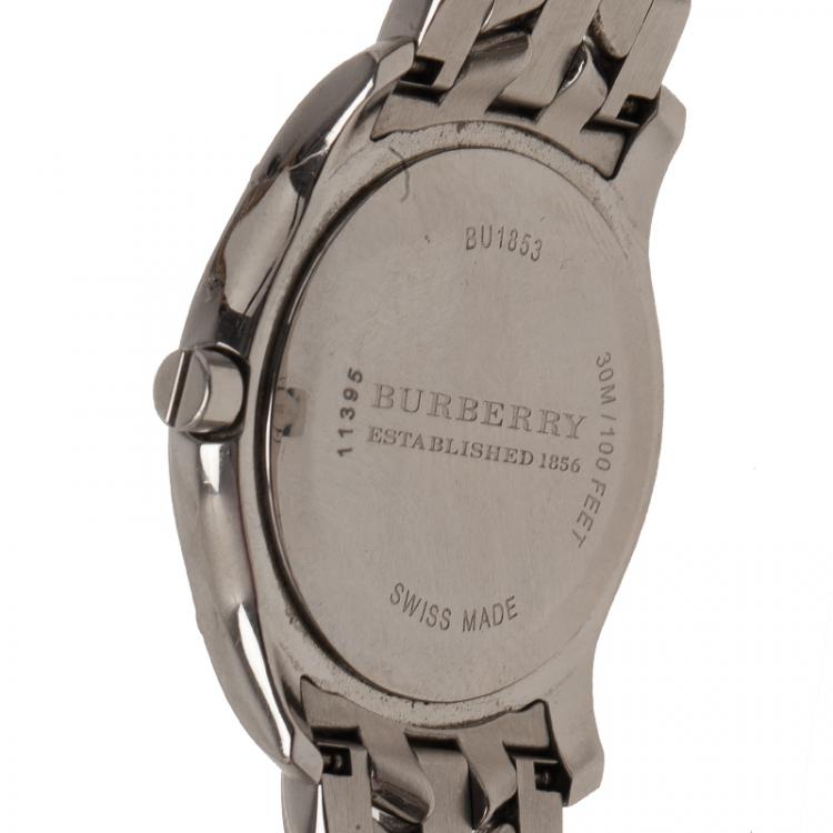 Pre Owned Burberry White Stainless Steel Women's Wristwatch 29MM