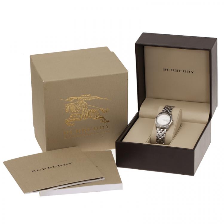 Pre Owned Burberry White Stainless Steel Women's Wristwatch 29MM