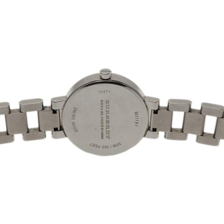 Pre Owned Burberry Silver Gold Plated Stainless Steel Heritage Collection Women's Wristwatch 36MM