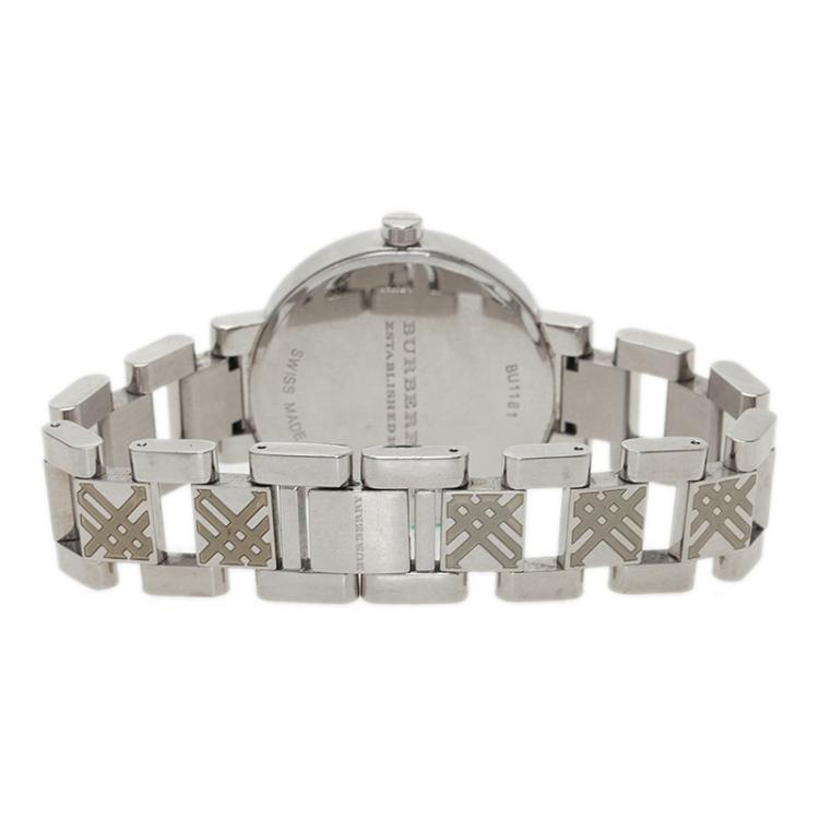 Pre Owned Burberry Silver Gold Plated Stainless Steel Heritage Collection Women's Wristwatch 36MM