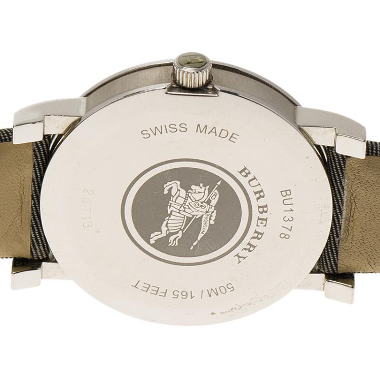 Pre Owned Burberry Silver Stainless Steel Heritage BU1378 Women's Wristwatch 38MM 