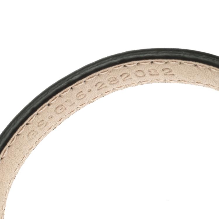 Pre Owned Bvlgari Serpenti Forever Enamel Double Coiled Silver Leather Gold Plated Bracelet