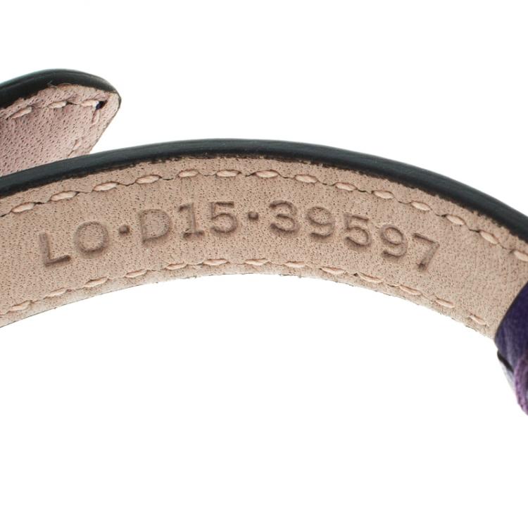 Pre Owned Bvlgari Serpenti Forever Enamel Violet Double Coiled Leather Gold Plated Bracelet