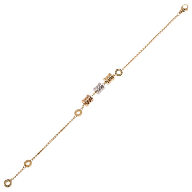 Pre Owned Bvlgari B.ZERO1 3-Elements 18K Yellow, White and Pink Gold Soft Bracelet 