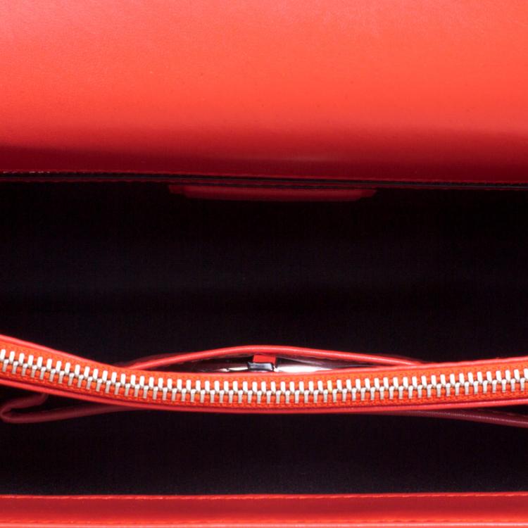Pre Owned Bvlgari Scarlet Red Leather Large Ruffled Serpenti Forever Shoulder Bag