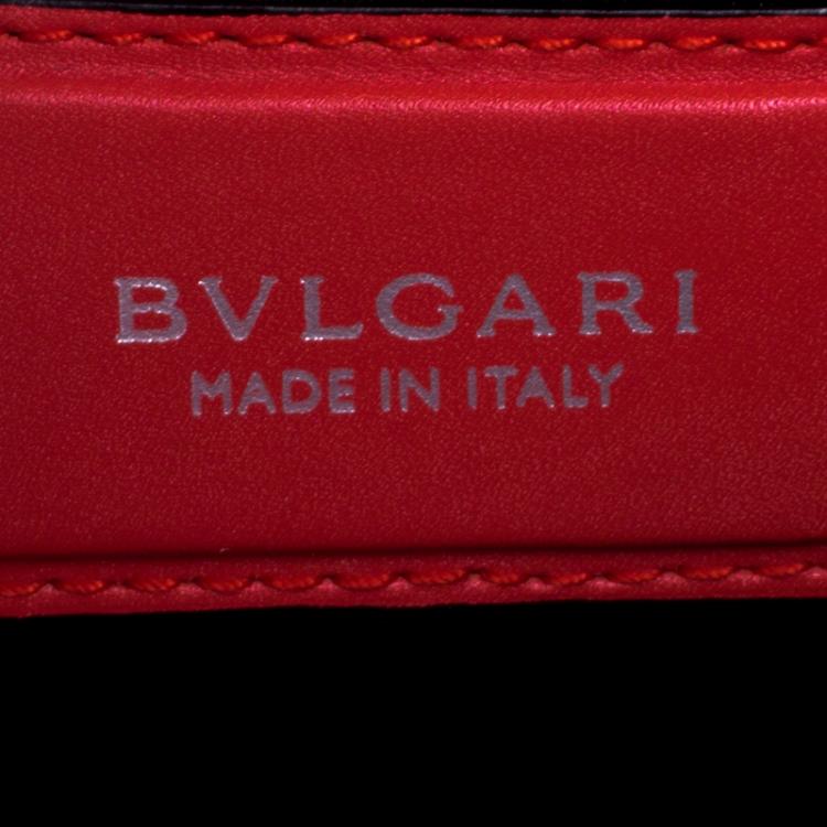 Pre Owned Bvlgari Scarlet Red Leather Large Ruffled Serpenti Forever Shoulder Bag