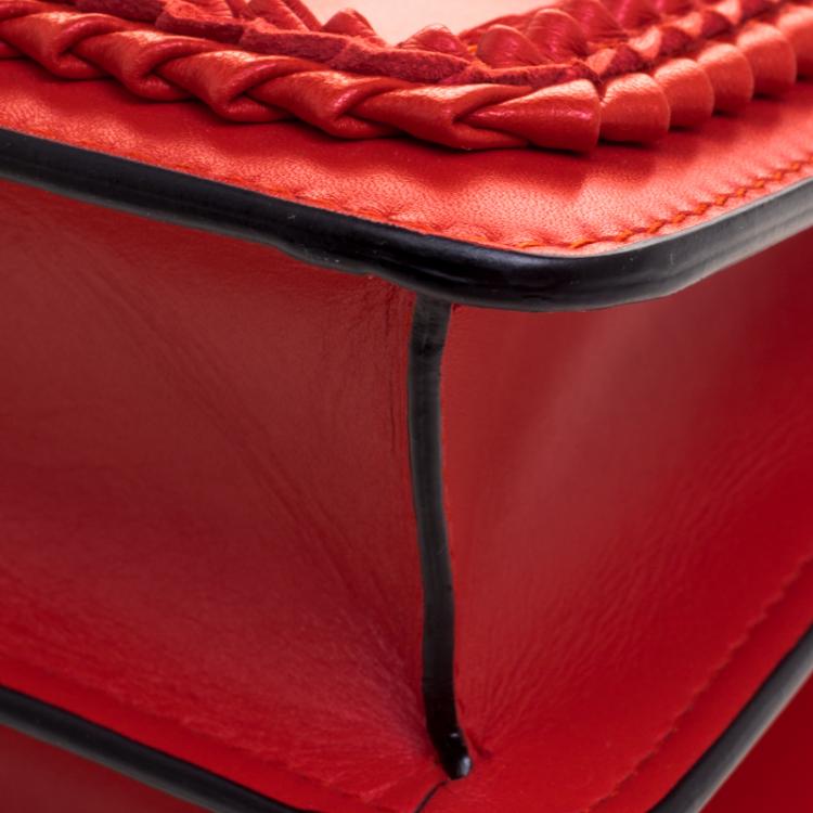 Pre Owned Bvlgari Scarlet Red Leather Large Ruffled Serpenti Forever Shoulder Bag