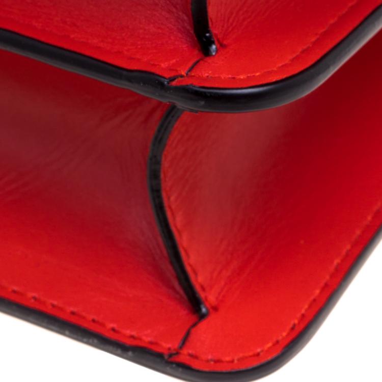 Pre Owned Bvlgari Scarlet Red Leather Large Ruffled Serpenti Forever Shoulder Bag