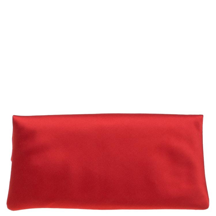 Pre Owned Bvlgari Red Satin Monete Clutch