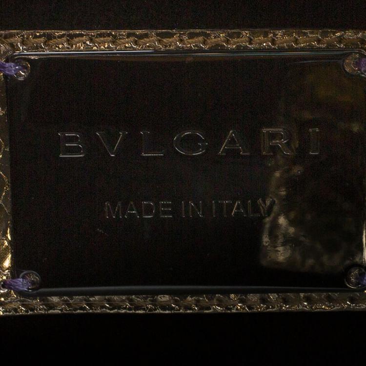 Pre Owned Bvlgari Grey/Gold Leather and Snakeskin Medium Serpenti Tote