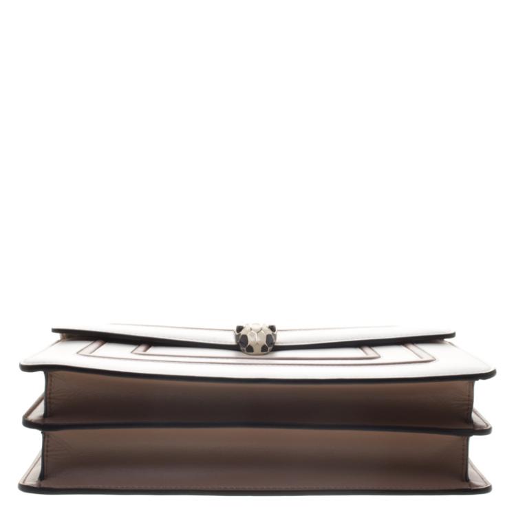 مملوكة مسبقًا Bvlgari Off White/Beige Leather Medium Serpenti Forever Shoulder Bag