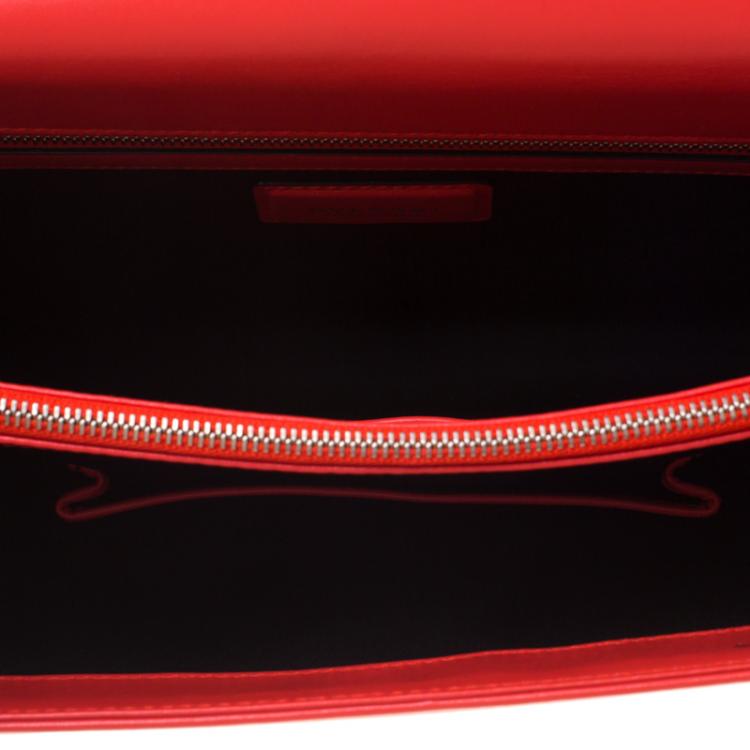 Pre Owned Bvlgari Red Leather Large Serpenti Forever Ruffled Shoulder Bag