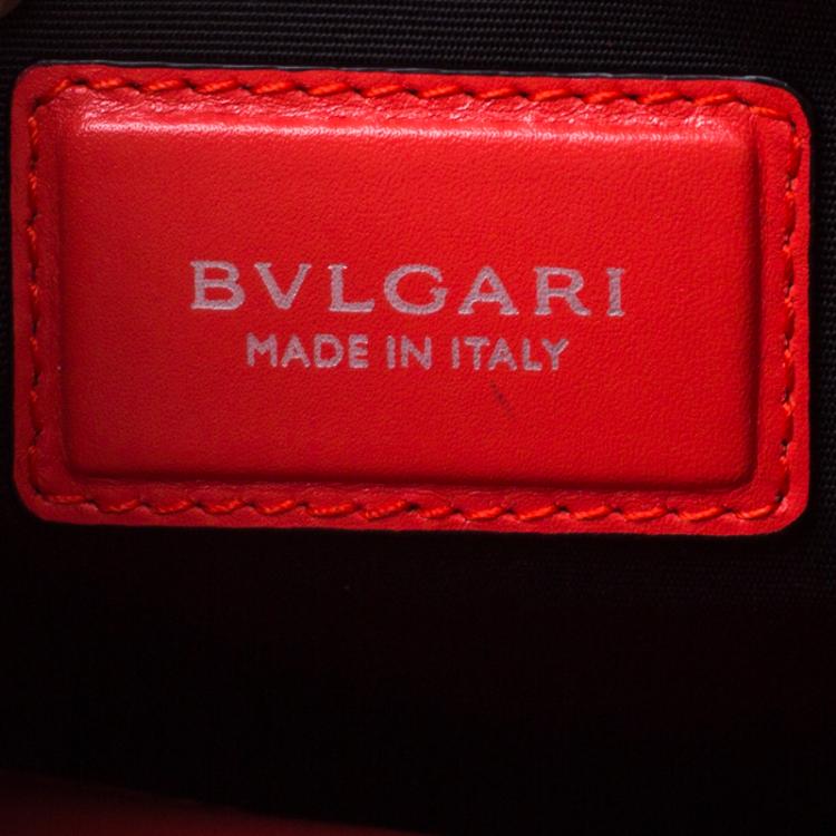 Pre Owned Bvlgari Red Leather Large Serpenti Forever Ruffled Shoulder Bag