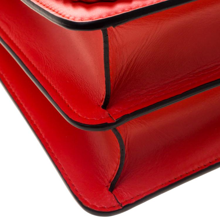 Pre Owned Bvlgari Red Leather Large Serpenti Forever Ruffled Shoulder Bag