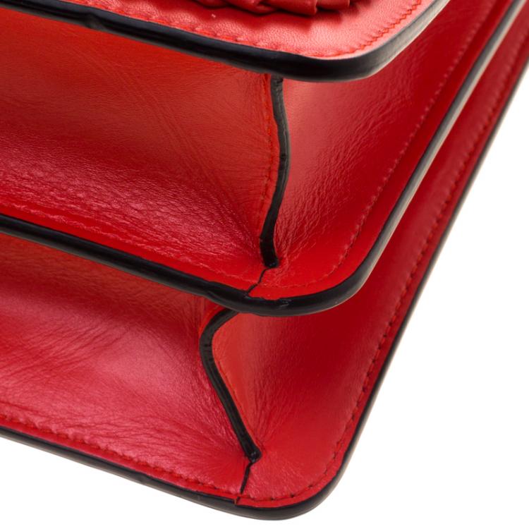 Pre Owned Bvlgari Red Leather Large Serpenti Forever Ruffled Shoulder Bag