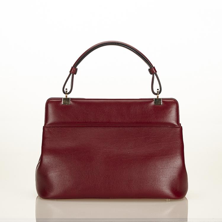 Pre Owned Bvlgari Red Wine Leather Isabella Rossellini Bag
