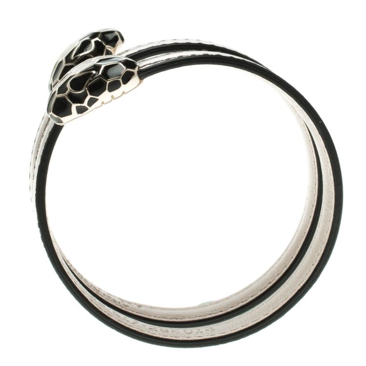 Pre Owned Bvlgari Serpenti Forever Antique Bronze Leather Multi-coiled Rigid Bracelet 