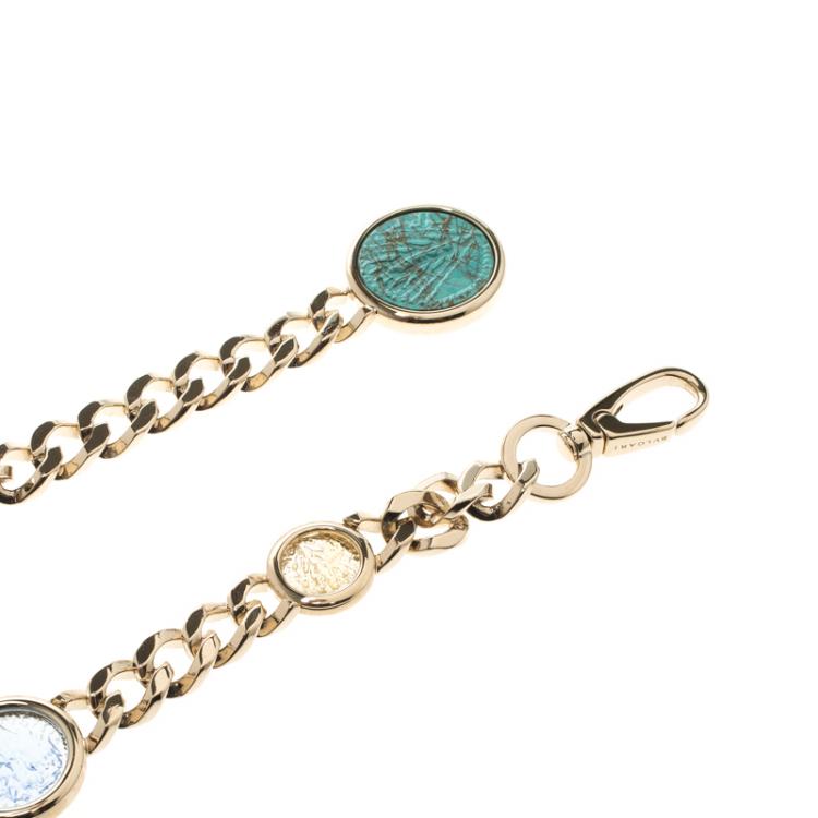 Pre Owned Bvlgari Multicolor Glass Embellished Chain Link Belt