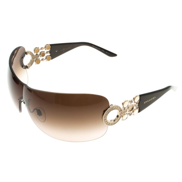 Pre Owned Bvlgari Brown 6063 B Special Edition Sunglasses
