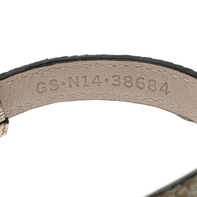 Pre Owned Bvlgari Scaglie Glitter Gold Leather Double Wrap Bracelet 16cm