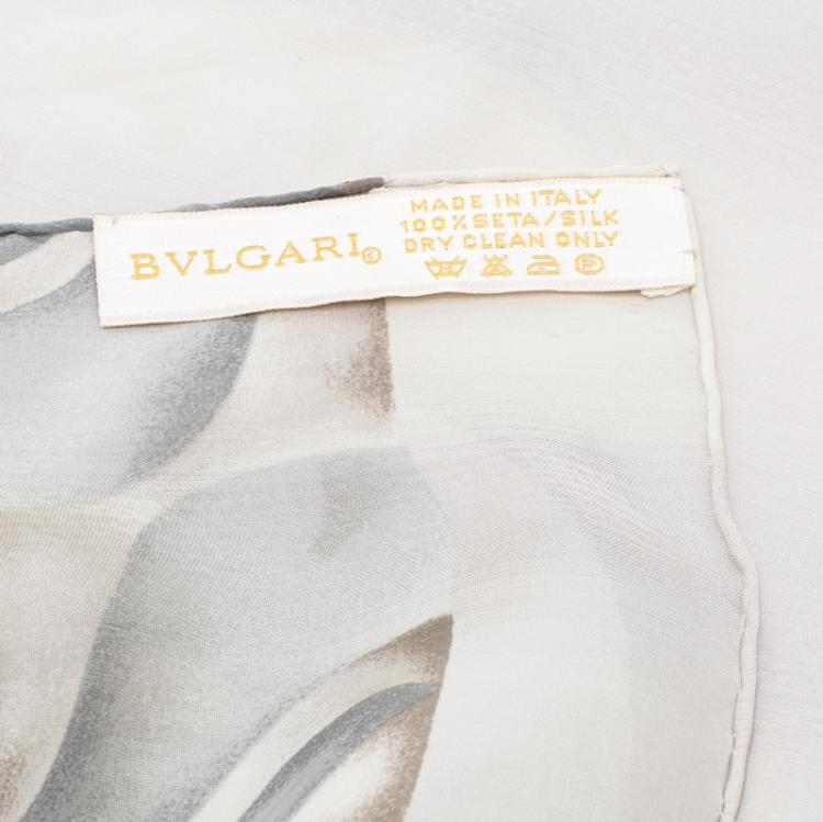 مملوكة مسبقًا Bvlgari Grey Printed Silk Chiffon Stole