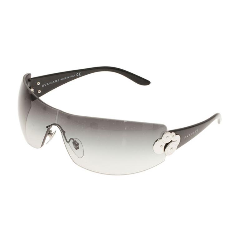 Pre Owned Bvlgari Black 6008 Shield Sunglasses