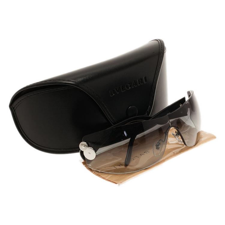 Pre Owned Bvlgari Black 6008 Shield Sunglasses
