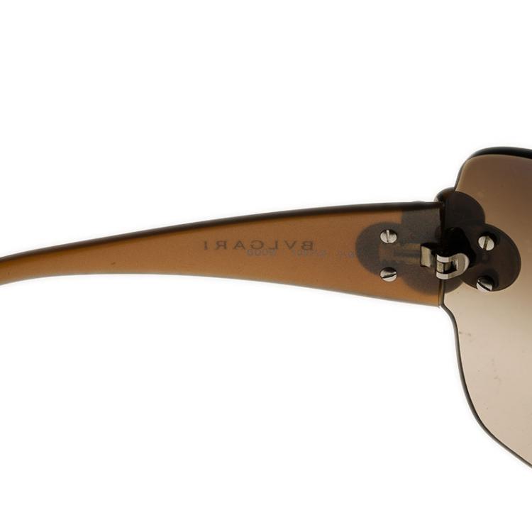 Pre Owned Bvlgari Brown 6009 Shield Sunglasses