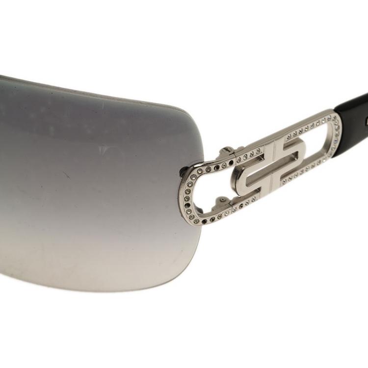 Pre Owned Bvlgari Black 6023B Strass Edge Shield Sunglasses