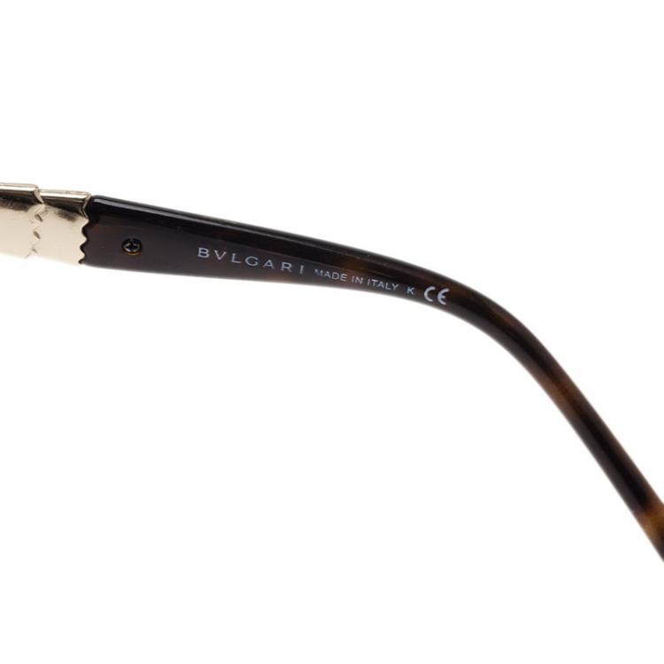 Pre Owned Bvlgari Dark Brown 8104 Ruffle Cat Eye Sunglasses