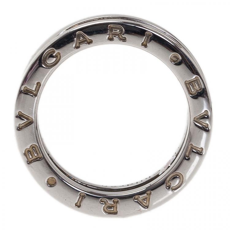 Pre Owned Bvlgari Save The Children Black Ceramic Silver Ring Size 50