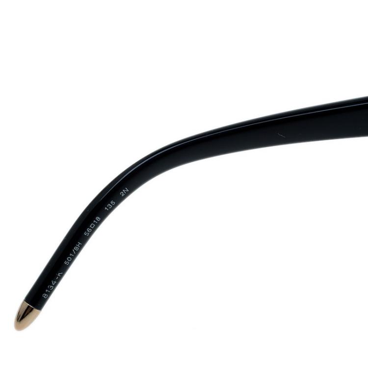 Pre Owned Bvlgari Black 501/8H Gold Plated Square Sunglasses 