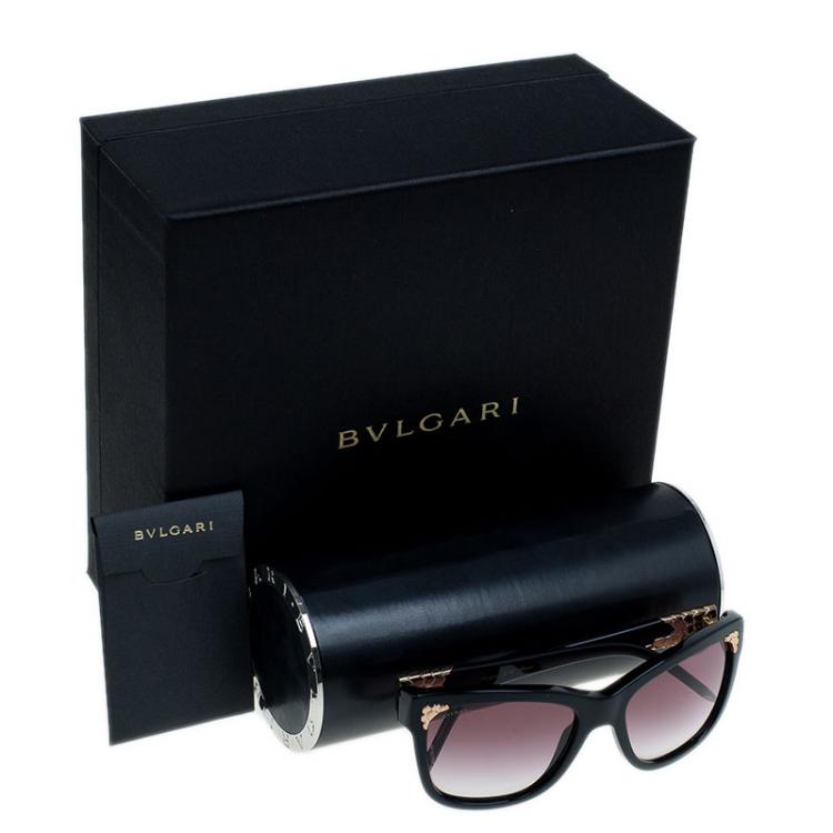 Pre Owned Bvlgari Black 501/8H Gold Plated Square Sunglasses 