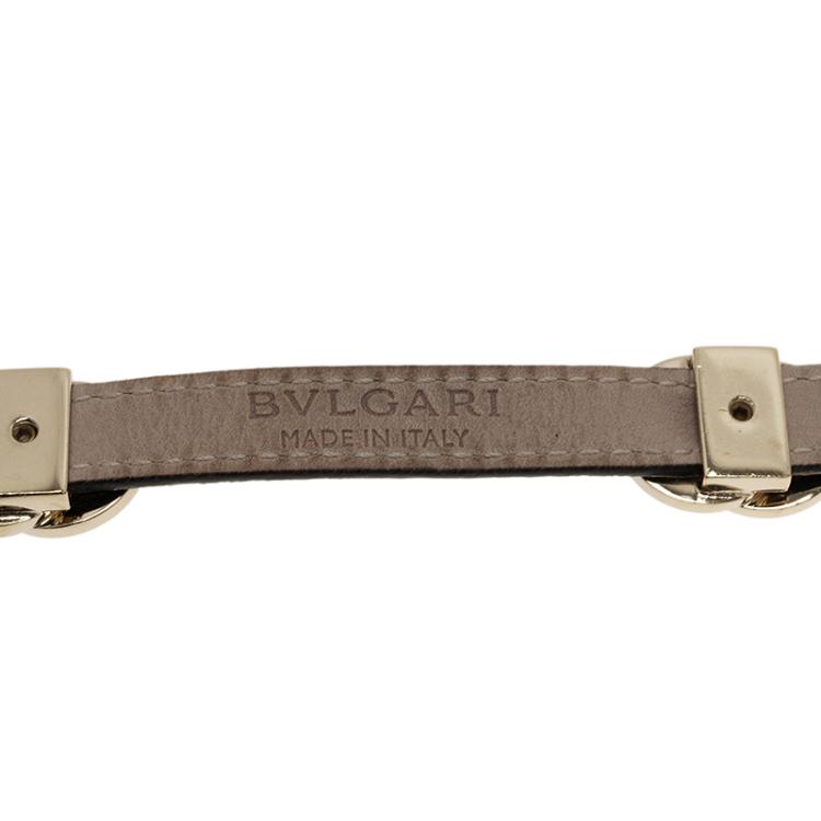 Pre Owned Bvlgari Bvlgari Leather Double Coiled Black Bracelet