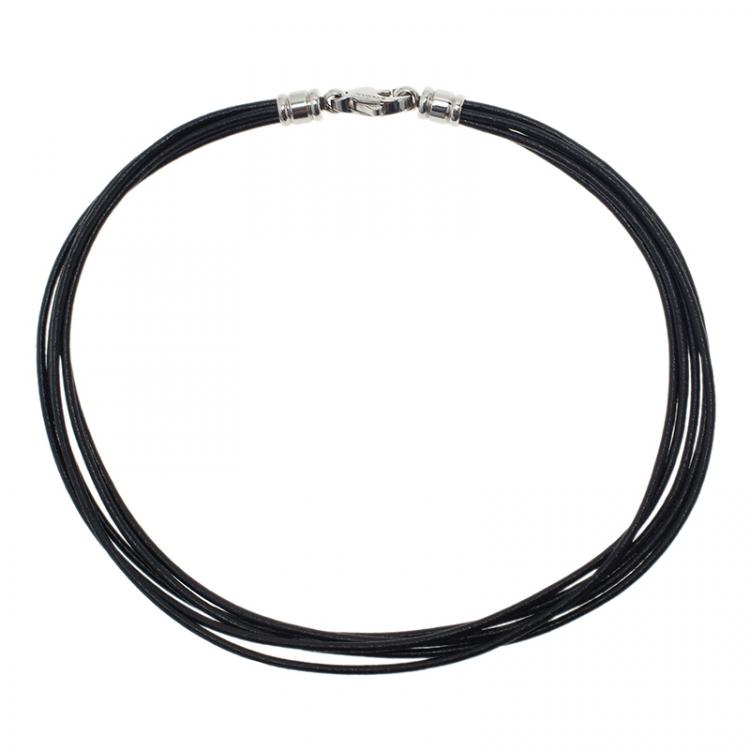 Pre Owned Bvlgari Black Leather Cord Necklace