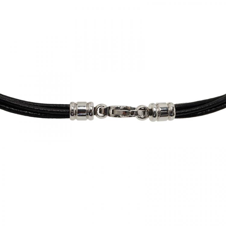 Pre Owned Bvlgari Black Leather Cord Necklace