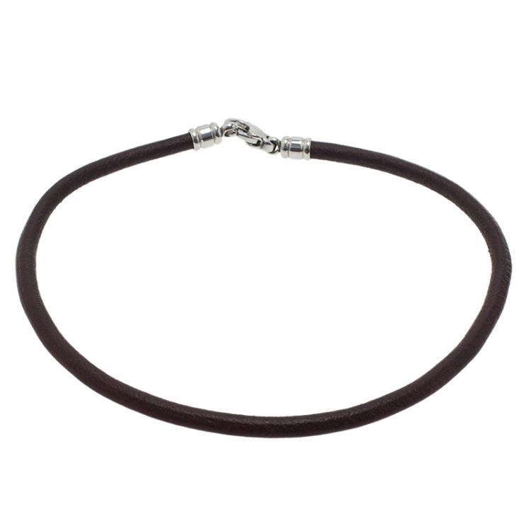 Bvlgari Brown Leather Cord Necklace Bvlgari | The Luxury Closet
