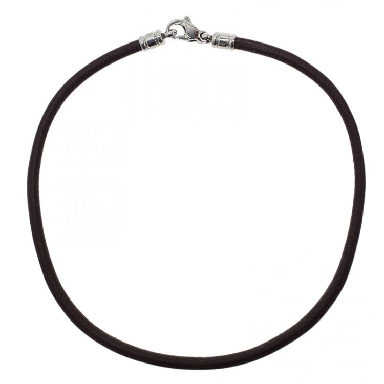 Pre Owned Bvlgari Brown Leather Cord Necklace