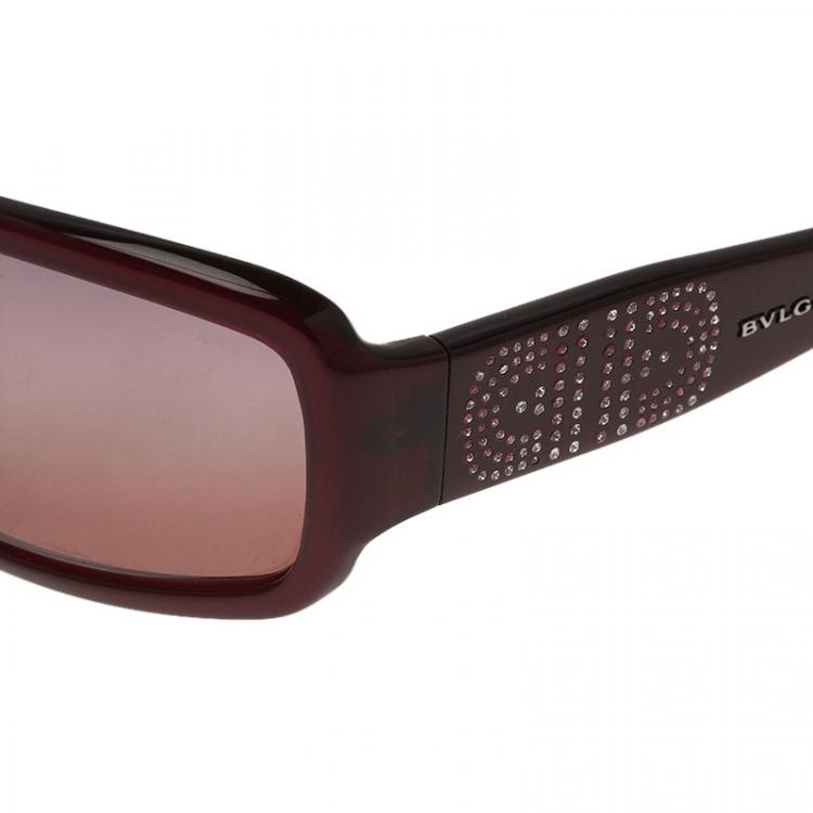 Pre Owned Bvlgari Purple 8010 Rectangle Sunglasses 