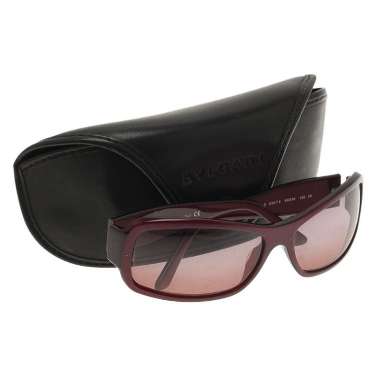 Pre Owned Bvlgari Purple 8010 Rectangle Sunglasses 