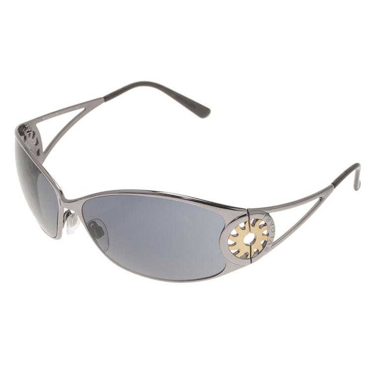 Pre Owned Bvlgari Black 657 Cutout Rectangle Sunglasses 