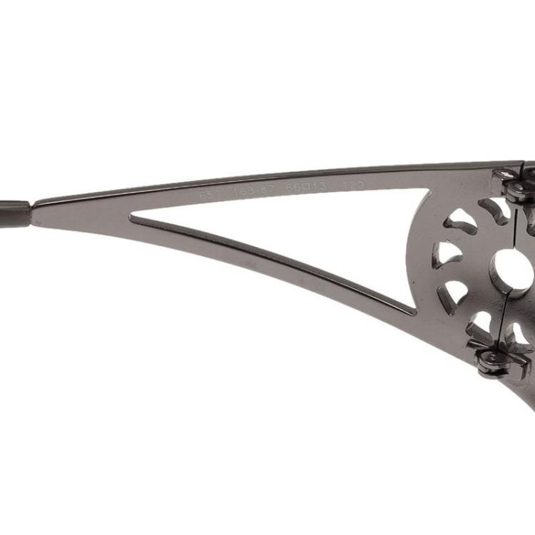 Pre Owned Bvlgari Black 657 Cutout Rectangle Sunglasses 