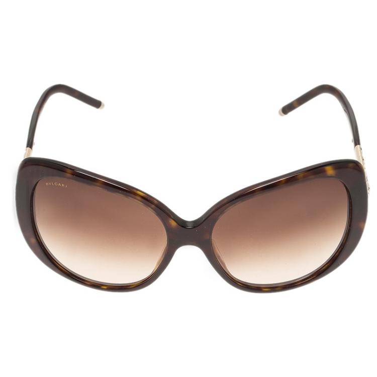 Pre Owned Bvlgari Tortoise 8105B Sunglasses 