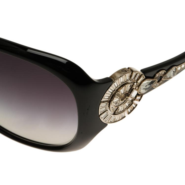 Pre Owned Bvlgari Black Limited Edition Crystal Embellished Sunglasses