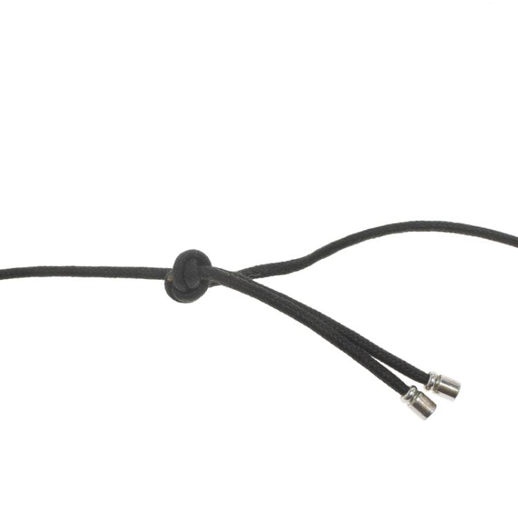 Pre Owned Bvlgari Cotton Cord Brown Leather Silver Pendant Necklace