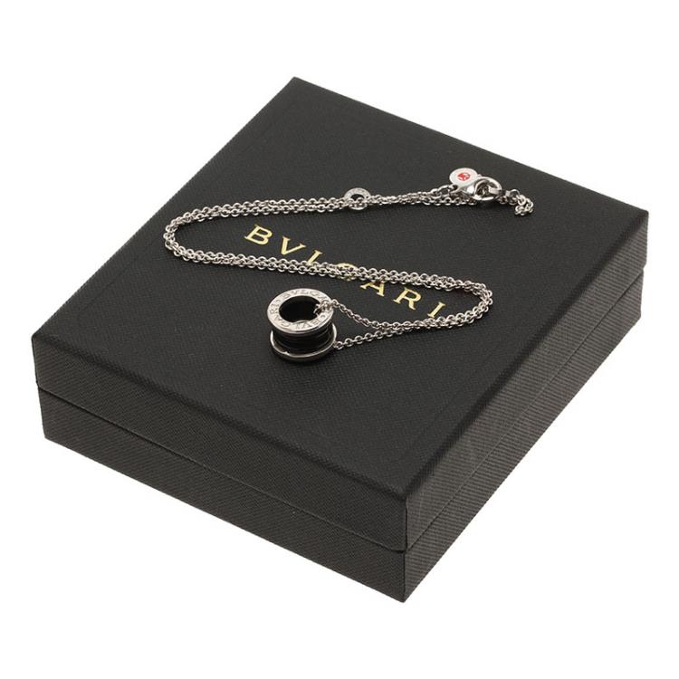 Pre Owned Bvlgari Save the Children Black Ceramic and Silver Pendant Necklace