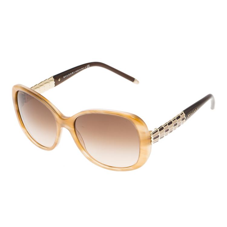 Pre Owned Bvlgari Brown 8114 Ruffle Serpenti Sunglasses