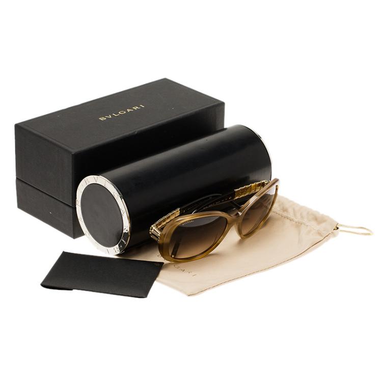 Pre Owned Bvlgari Brown 8114 Ruffle Serpenti Sunglasses