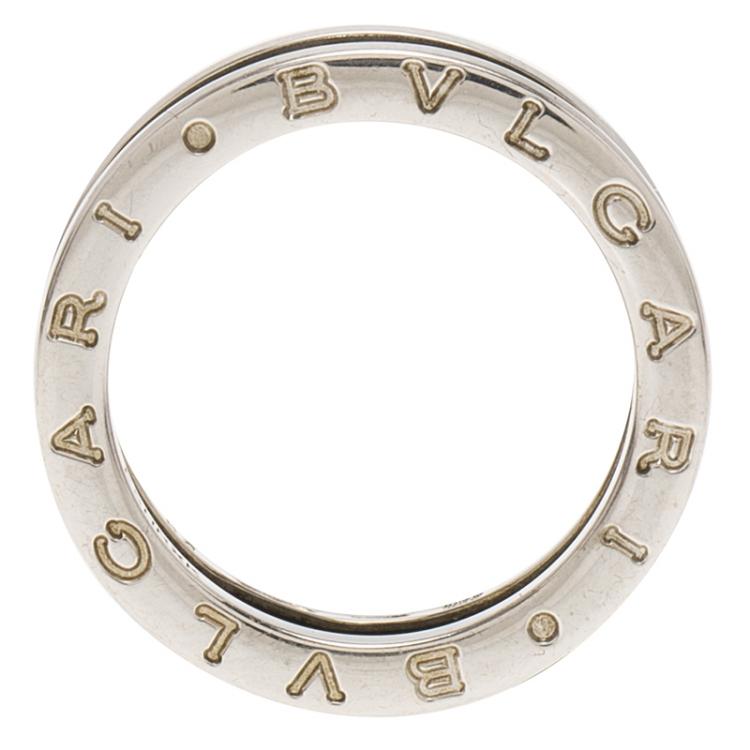 Pre Owned Bvlgari Save the Children 1-Band Silver and Black Ceramic Ring Size 54